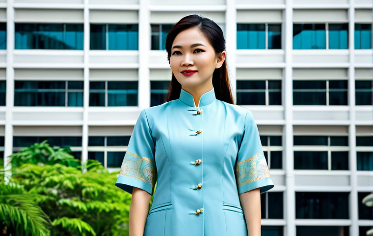 **

"A confident Vietnamese businesswoman in a modern, tailored Ao Dai (traditional Vietnamese dress) suitable for business, fully clothed, standing in front of a modern office building in Ho Chi Minh City, professional demeanor, safe for work, appropriate content, perfect anatomy, natural proportions, professional photography, high quality, family-friendly."

**