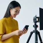 무역업계동향 - **Lively Vietnamese E-commerce Livestream:** A dynamic and engaging scene of a young, stylish Vietna...