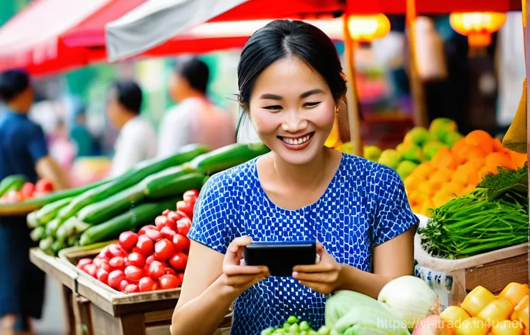 무역업계동향 - **Lively Vietnamese E-commerce Livestream:** A dynamic and engaging scene of a young, stylish Vietna...