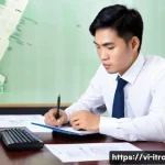 국제무역자격증실기시험 - **Image Prompt: Diligent Vietnamese Foreign Trade Professional**
    A diligent young Vietnamese mal...