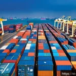 Home 19 무역사례분석방법 - A detailed scene of a busy international shipping port in Ho Chi Minh City, Vietnam, showing workers...