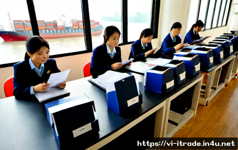 Home 17 무역이론과실무연습 - Photorealistic international trade practice study scene in a modern Hanoi university classroom, Viet...