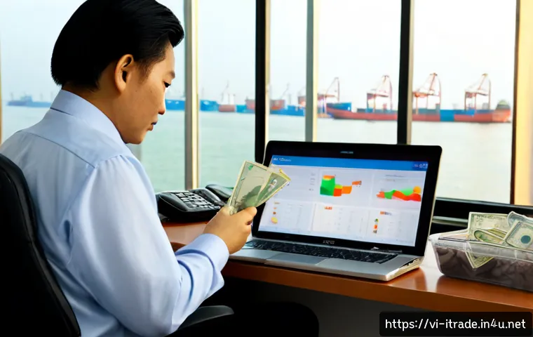 무역사고대응방법 - Photorealistic scene of a Vietnamese import-export manager responding to a shipping delay, seated at...